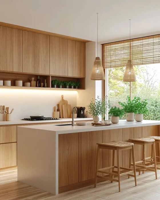 deco cuisine zen blanc bois