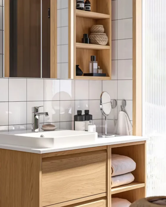 deco salle de bain scandinave moderne bois