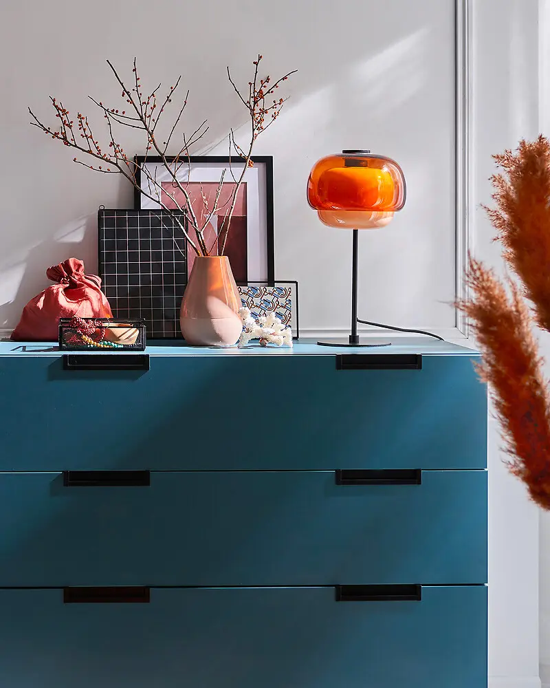 lampe retro vintage verre orange rose