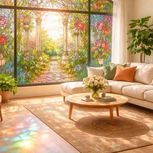 adhesif vitrail salon