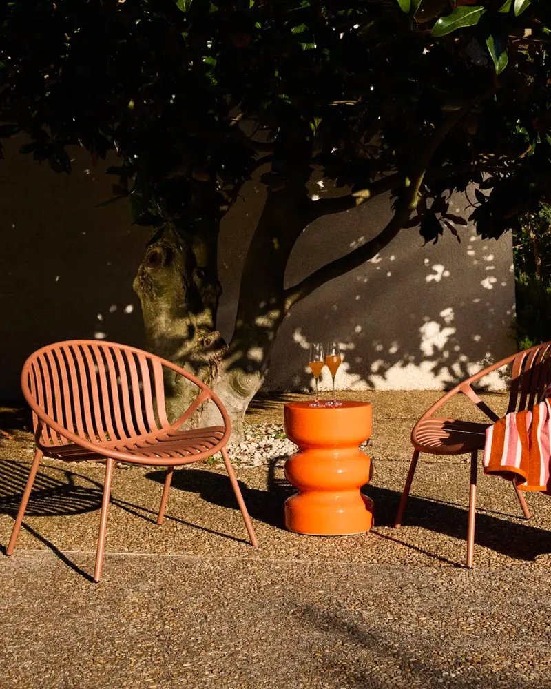 fauteuil jardin terracotta metal