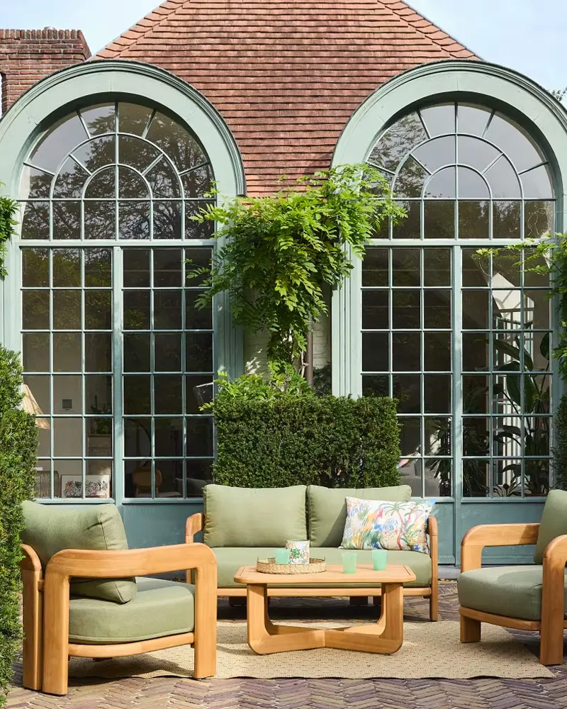 salon jardin vert bois