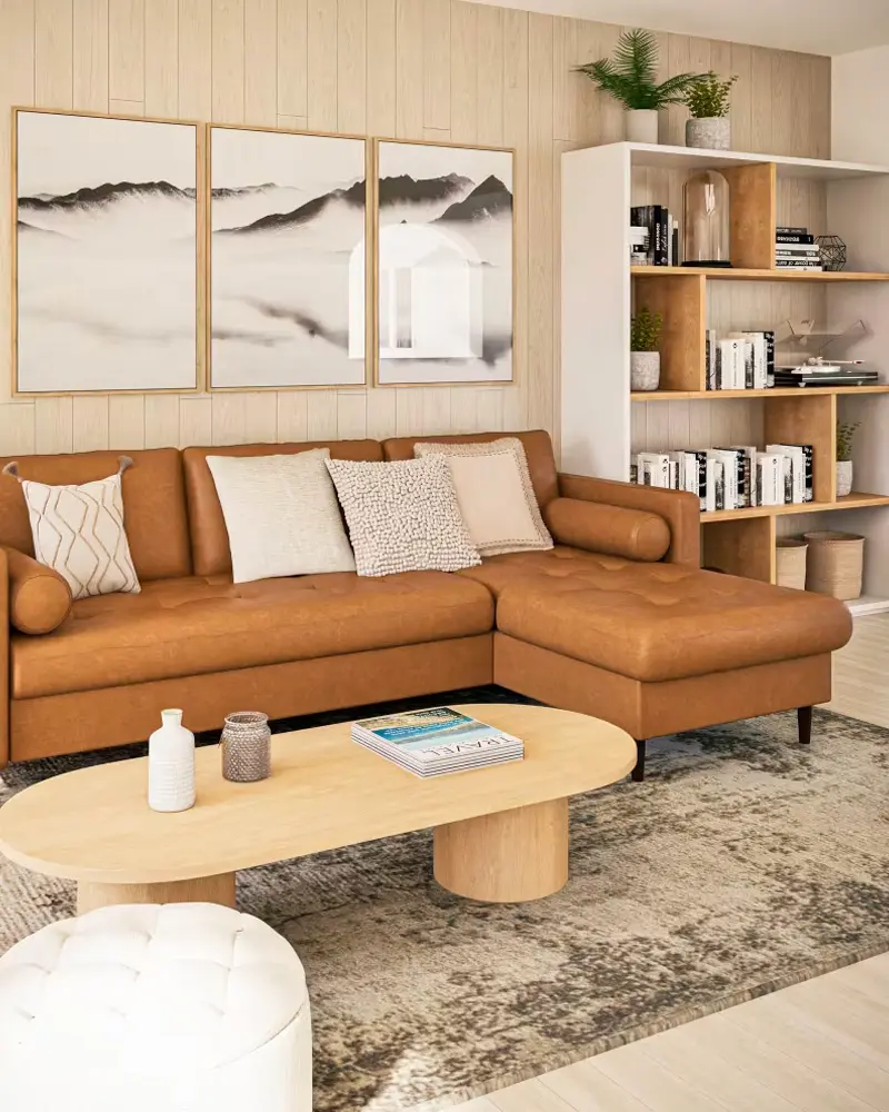 canape cuir angle marron