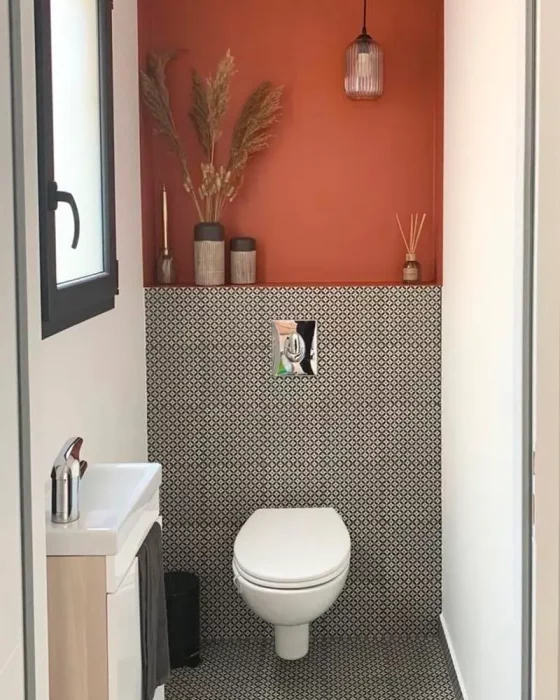 deco toilettes wc moderne peinture rouge
