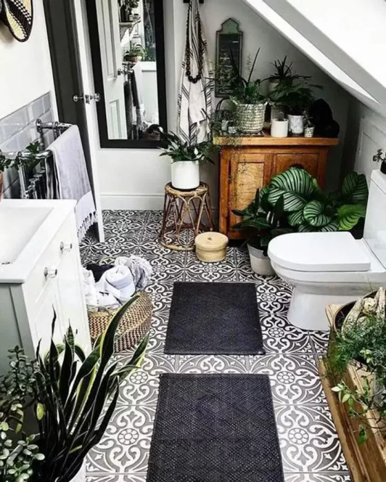 deco toilettes wc vintage noir blanc