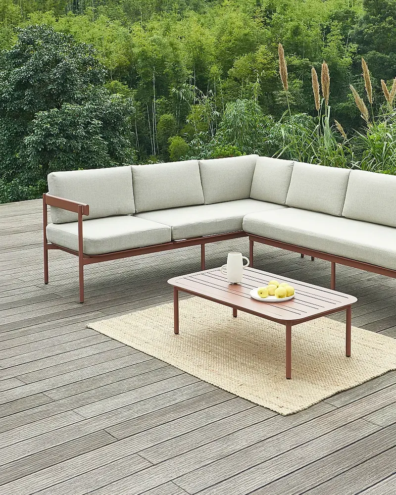 salon de jardin moderne terracotta beige