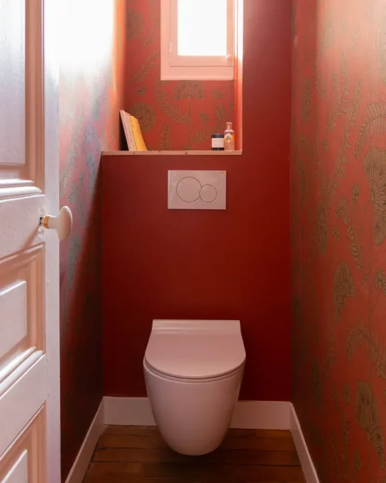 deco toilettes wc papier peint rouge
