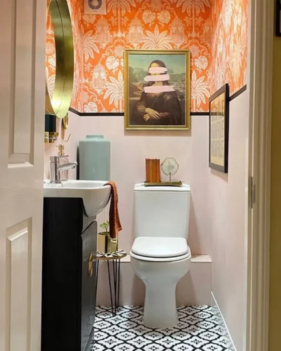 deco toilettes wc papier peint vintage