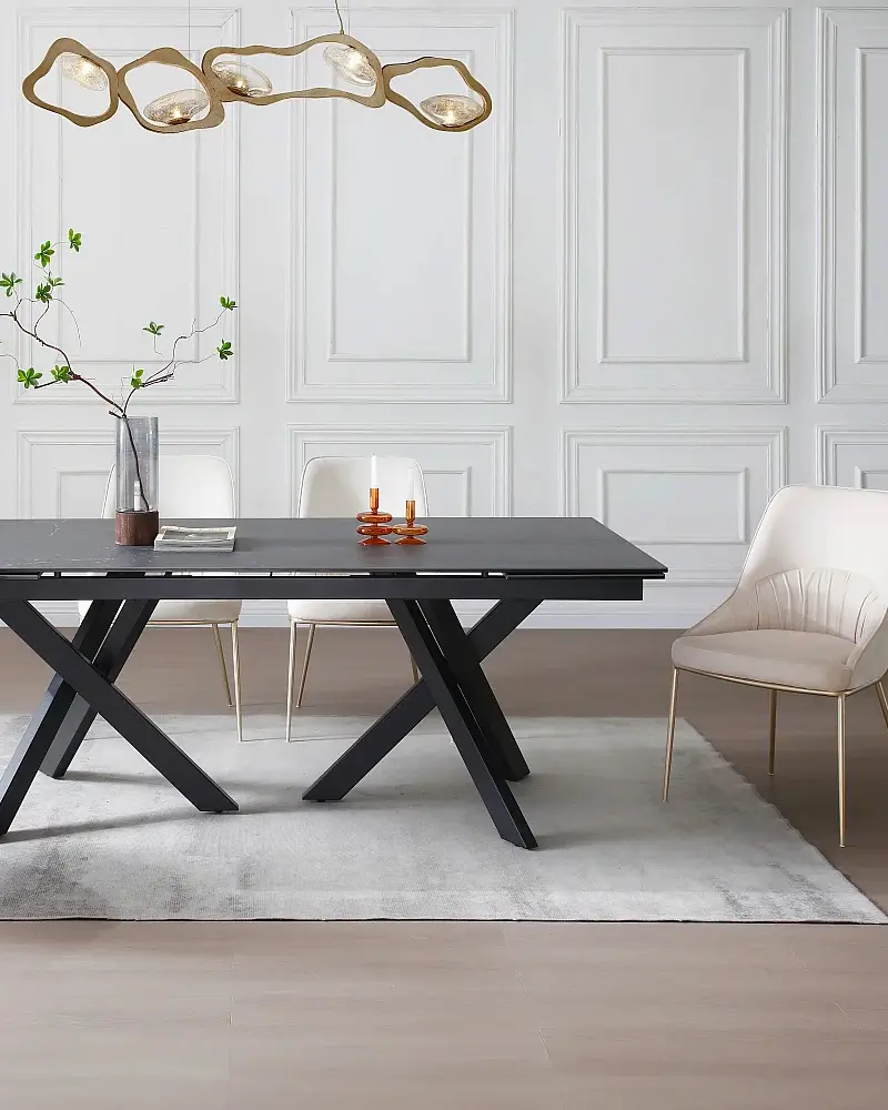 table a manger moderne extensible marbre noir