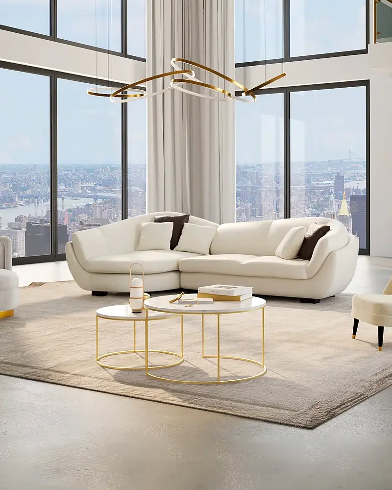 canape cuir angle blanc arrondi