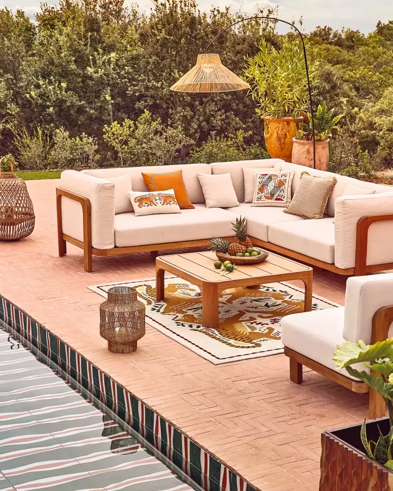 salon jardin beige bois