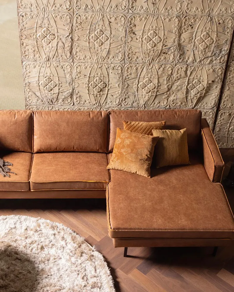 canape cuir angle metal noir