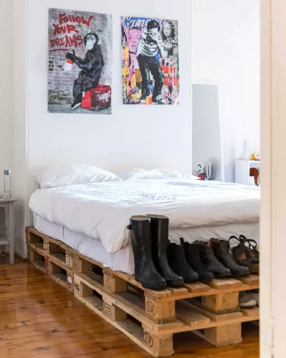 deco chambre recup lit palette bois