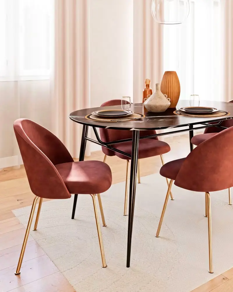 table a manger ovale marbre noir