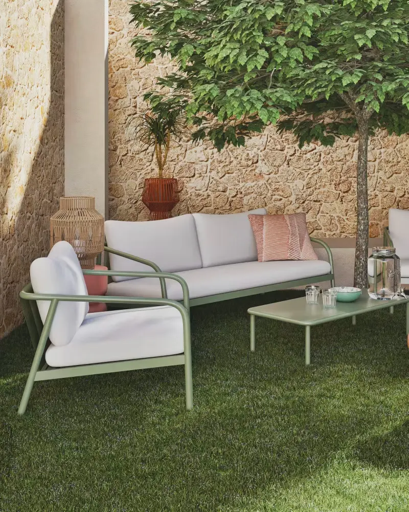 salon de jardin moderne vert kaki