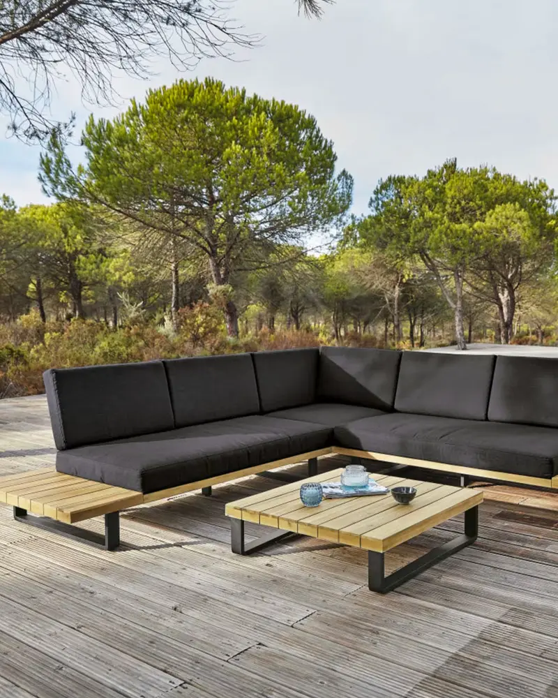 salon jardin noir bois