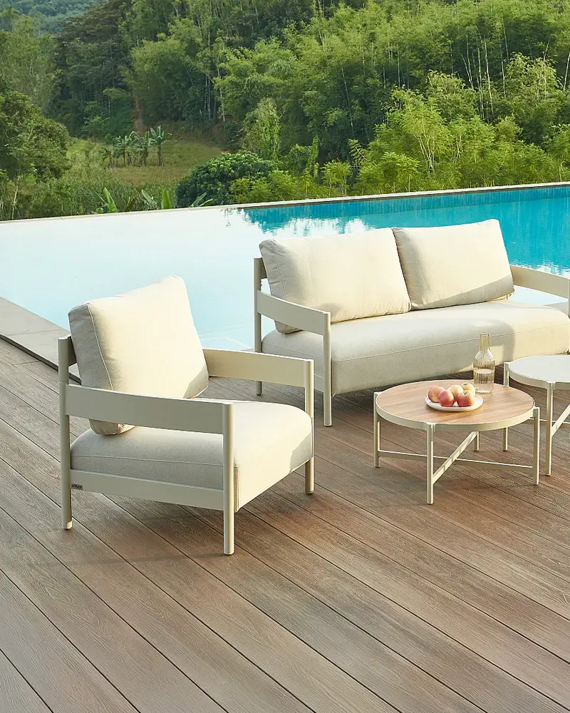 salon de jardin moderne beige bois