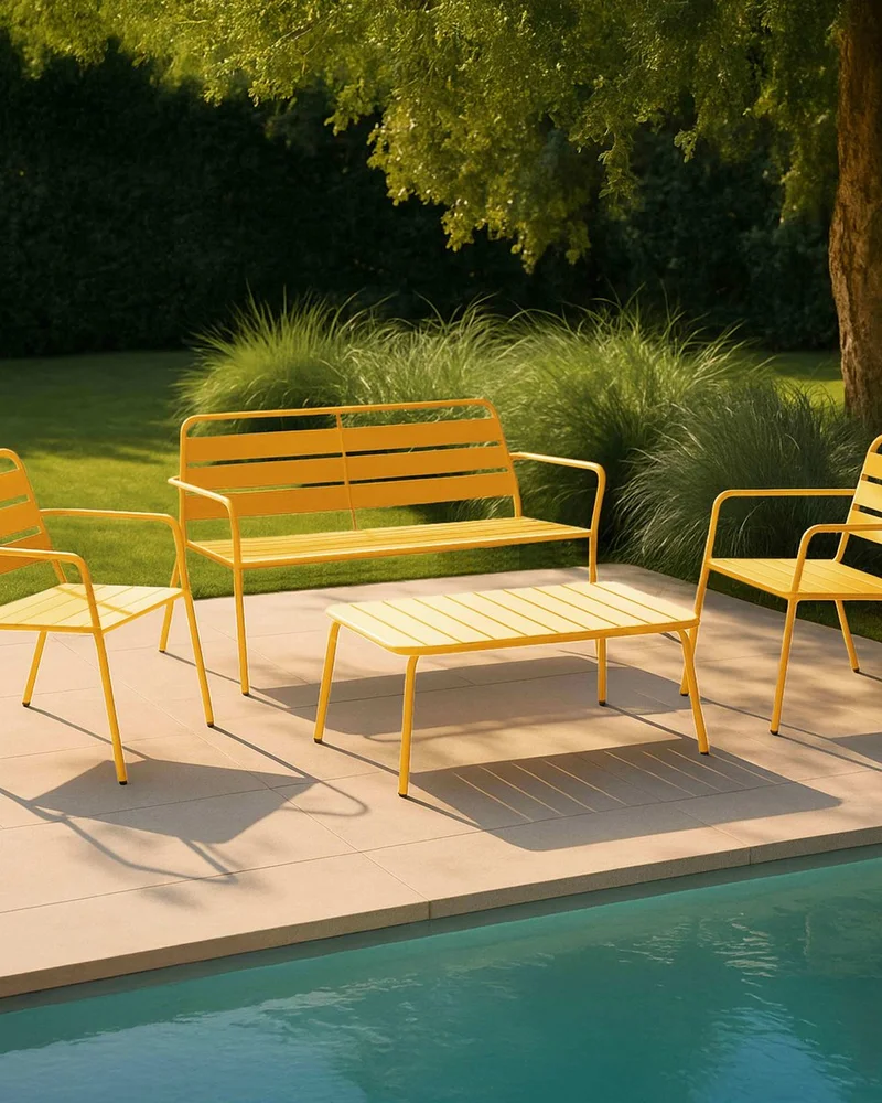salon jardin jaune moderne