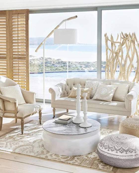 deco salon chic bois flotte beige