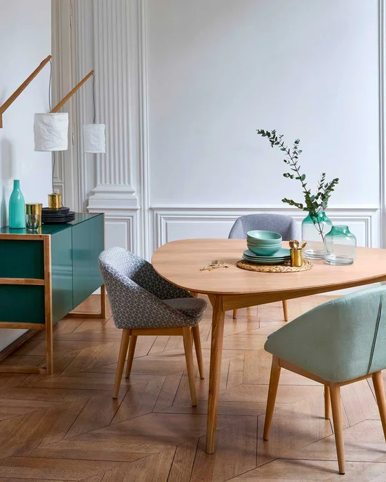 deco salle a manger scandinave vintage vert bois
