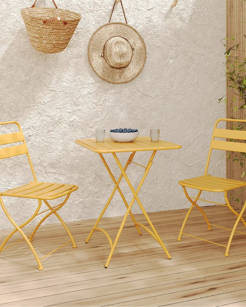 salon jardin pliant jaune