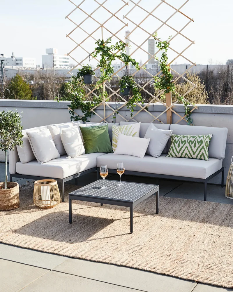 salon jardin gris noir