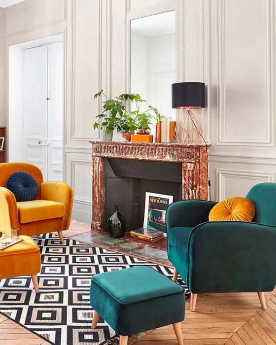 cheminee marbre deco salon recup
