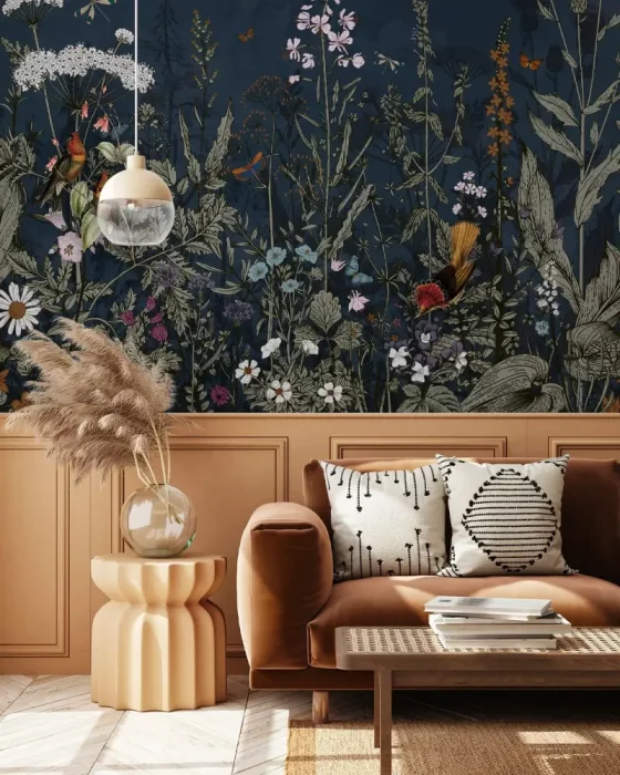 deco salon bleu nuit dore
