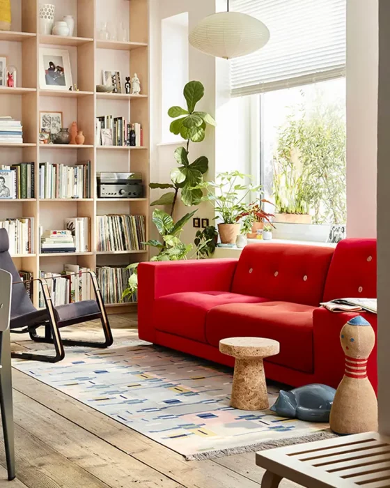 deco salon canape rouge