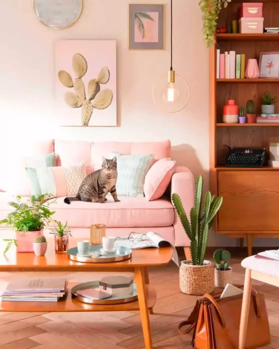 deco salon scandinave vintage rose