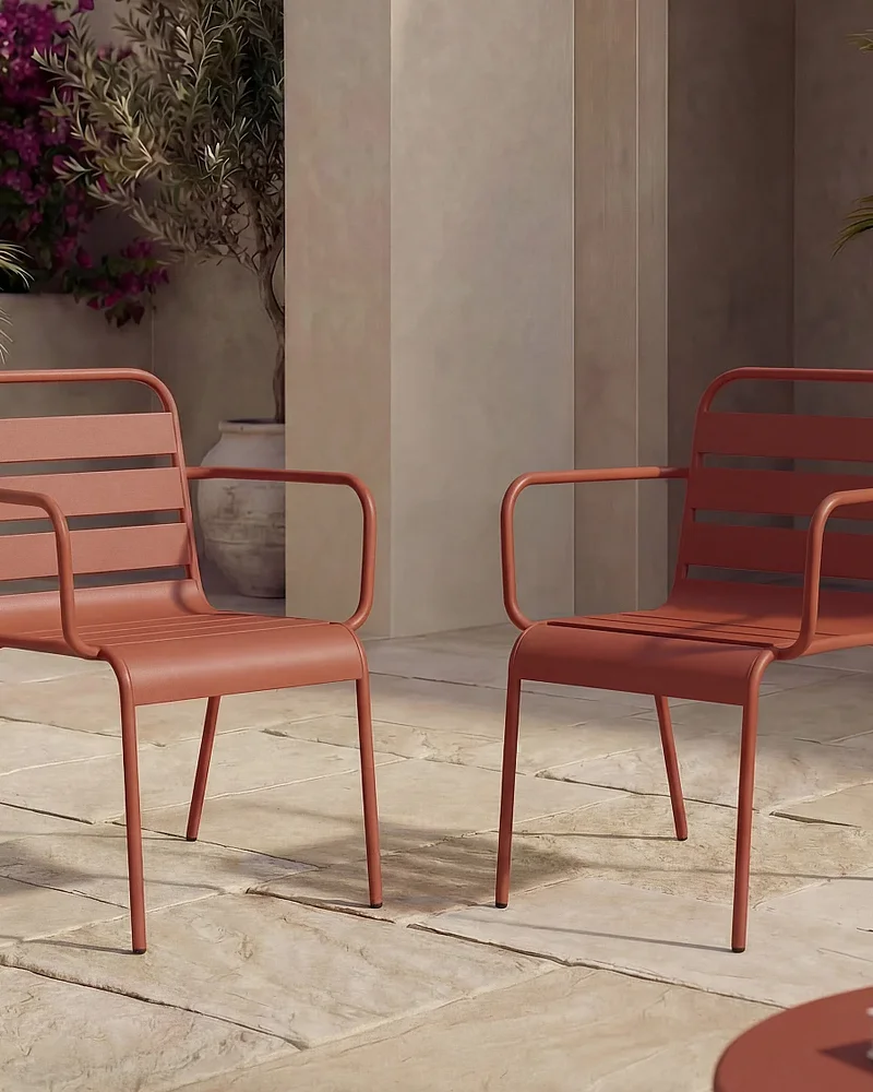 chaise jardin accoudoir terracotta