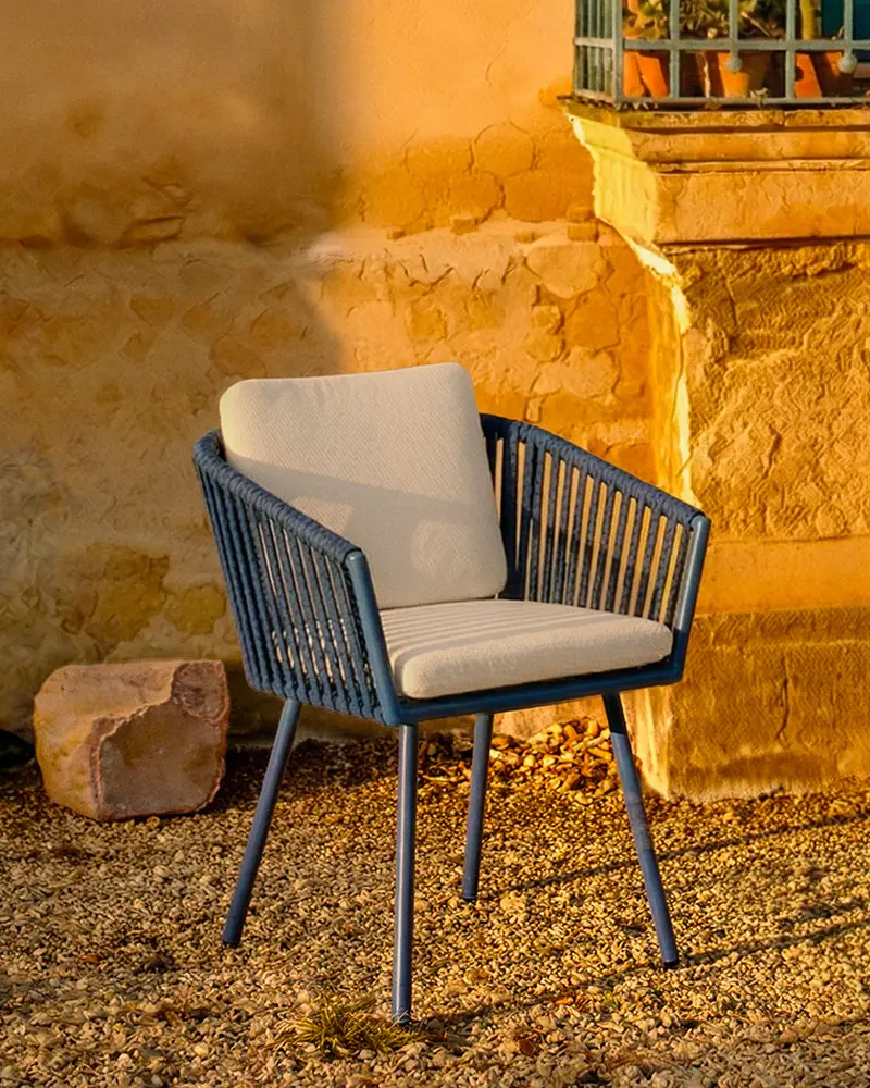 chaise jardin corde bleu