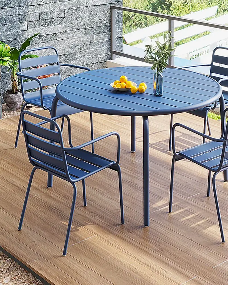 chaise jardin metal bleu