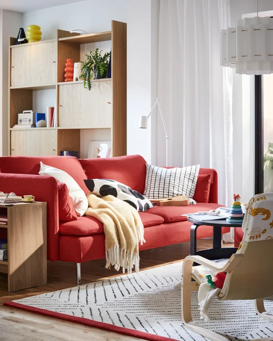 deco salon scandinave moderne rouge
