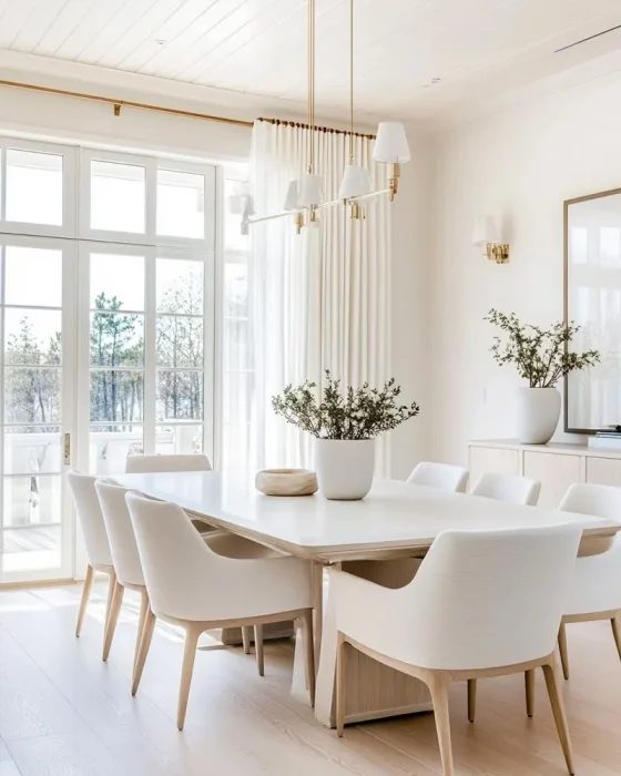 deco salle a manger minimaliste blanc dore