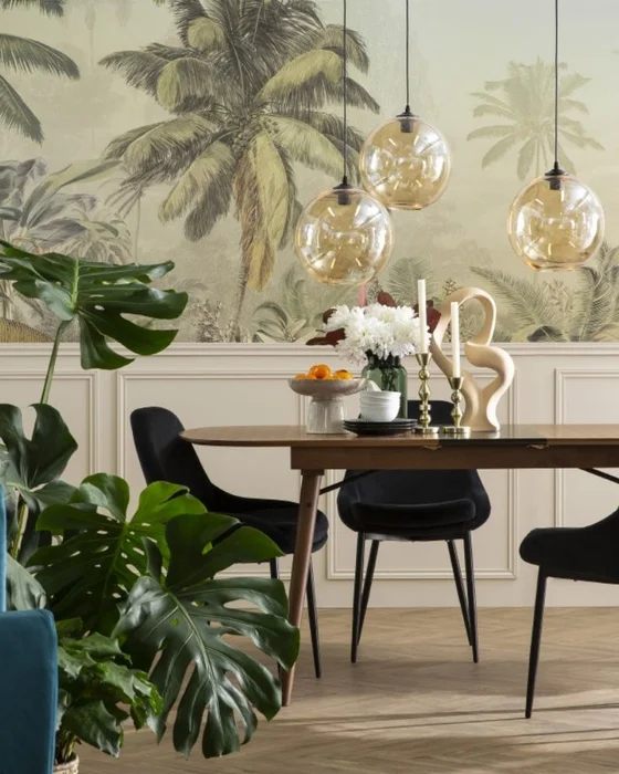 deco salle a manger tropical chic noir bois