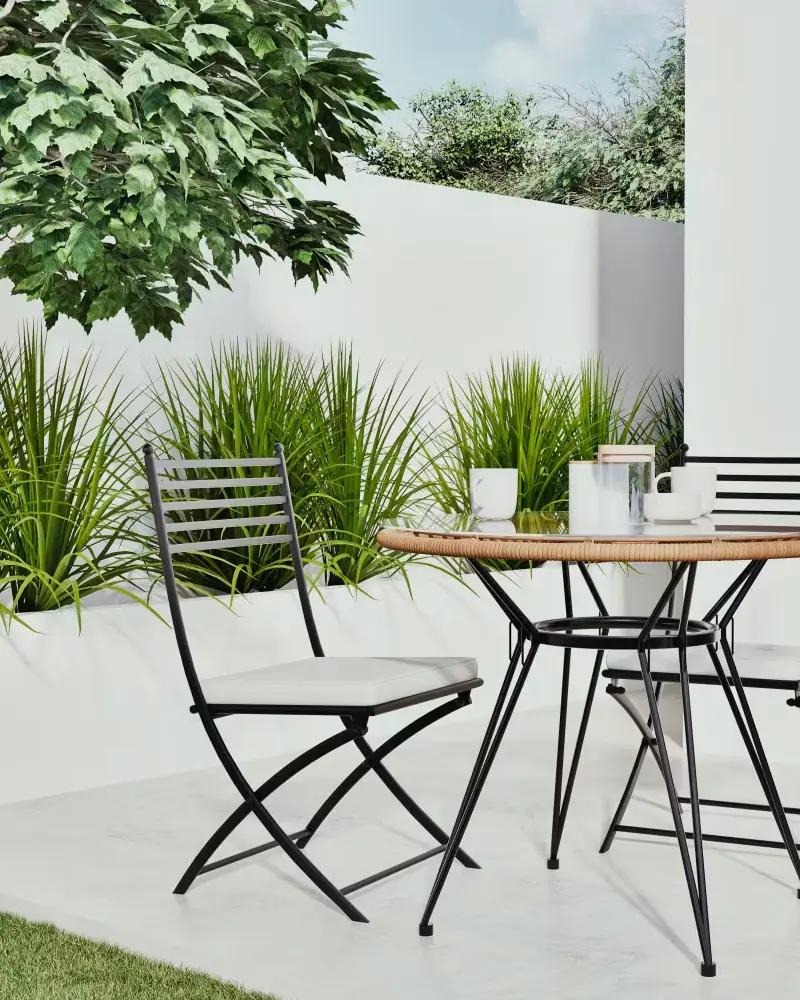 chaise jardin metal noir pliante