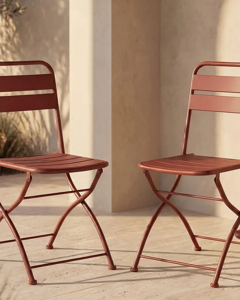 chaise jardin pliante metal terracotta