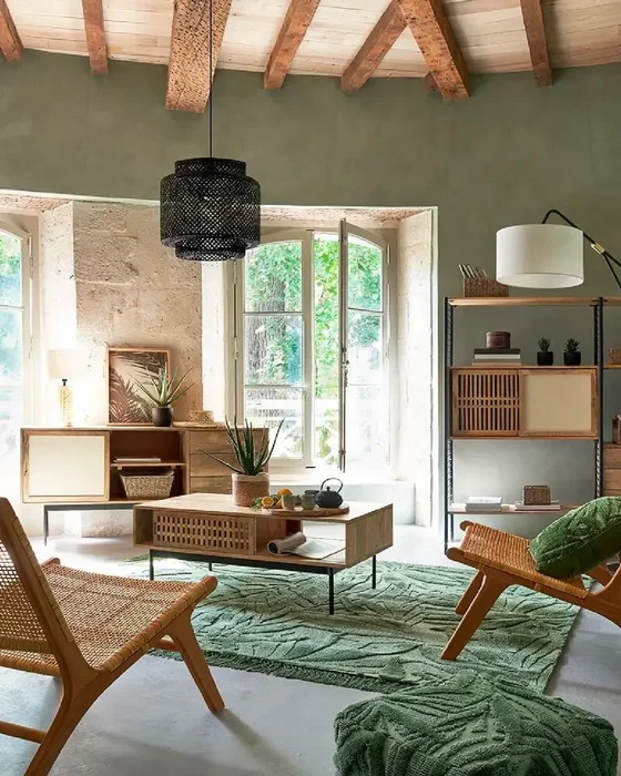 deco salon scandinave tropical