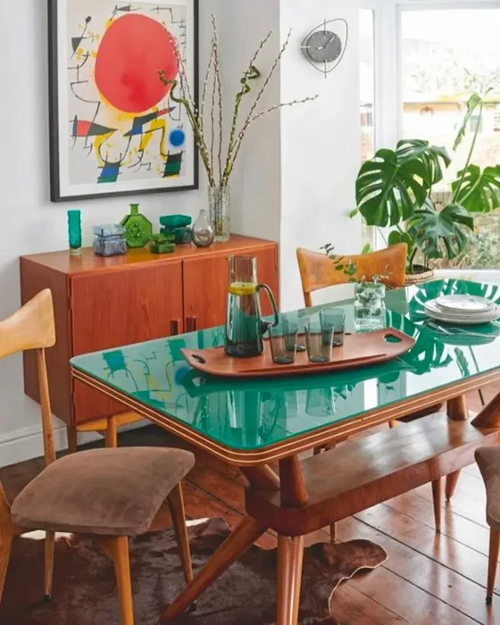 deco salle a manger scandinave vintage vert