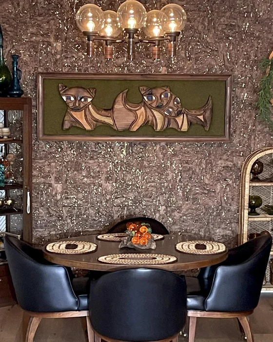 deco salle a manger vintage mur liege