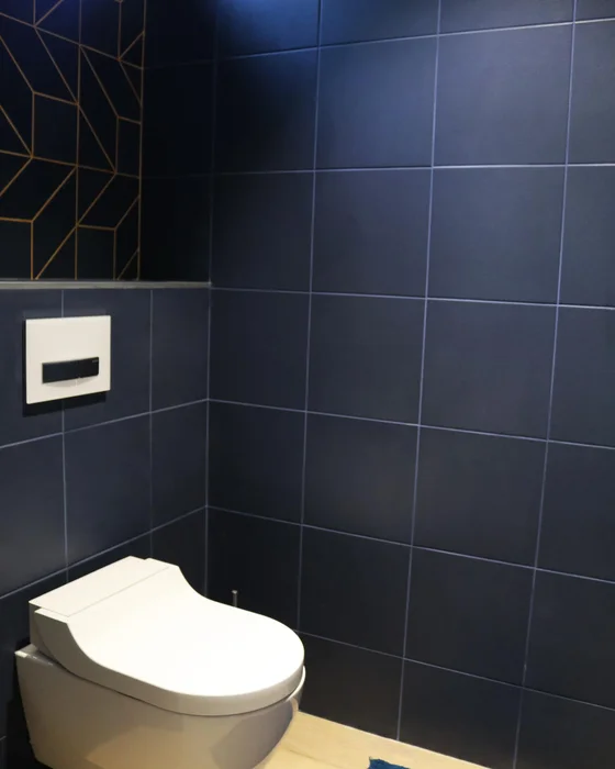 deco toilettes wc minimaliste bleu nuit