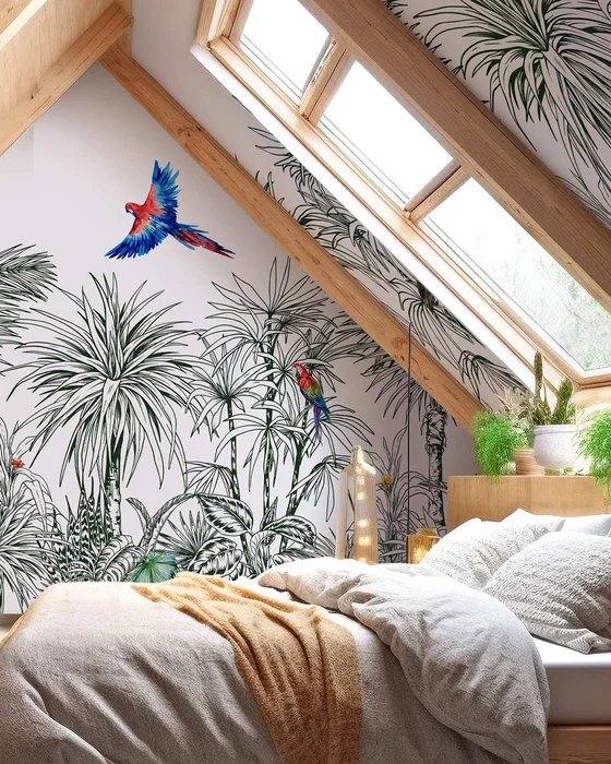 deco chambre scandinave tropicale
