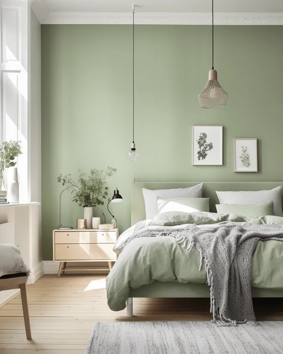 deco chambre scandinave vert