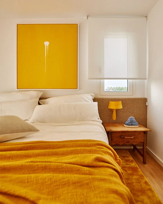 deco chambre vintage jaune blanc
