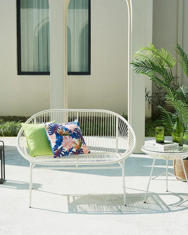 salon de jardin blanc fil