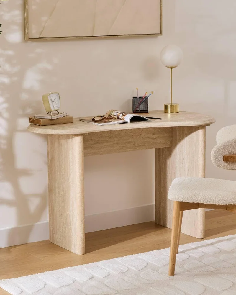 bureau zen imitation travertin