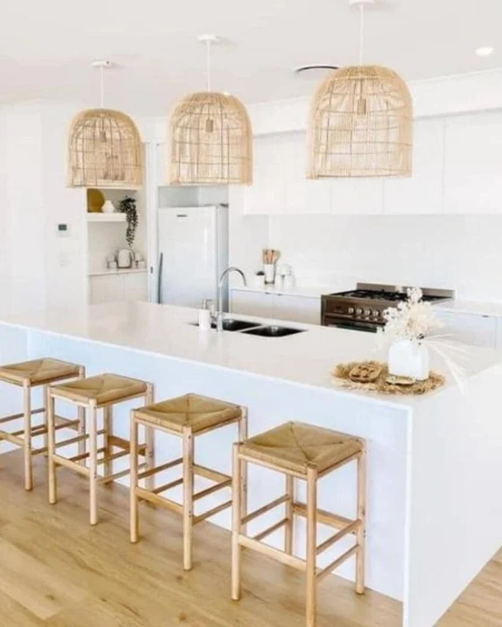 deco cuisine boheme ilot central blanc