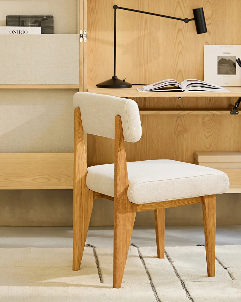chaise bois tissu lin