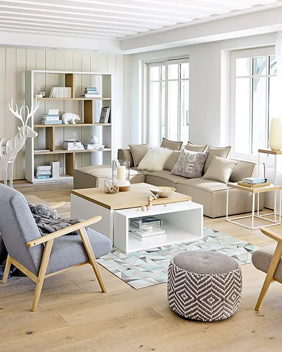deco salon scandinave cocooning beige